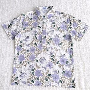 Leon Levin Women's Vintage Short Sleeved Polo Golf Sports Shirt, PurpleFloral, M